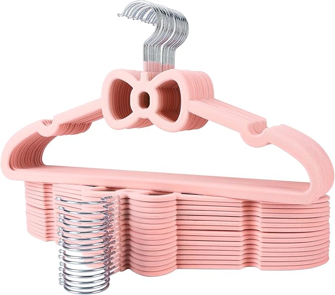 45 Pack Pink Velvet Hangers, 16" Non Slip Velvet Clothes Hanger Ultra Slim Felt Hanger with 360 Degree Swivel Hook Space Saving for Coats Jacket Shirts Dress