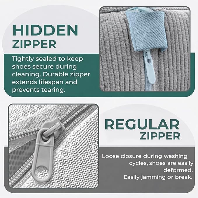 GUIVA Shoe Washing Machine Bag - Shoe Laundry Bag for Washer and Dryer - 360° Deep Cleaning Washer Bags with Zipper & Mesh Protection - Reusable Sneaker Washing Machine Bag - Pack of 2 (Grey)