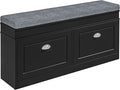 HOMCOM Modern Shoe Rack Bench for Entryway, Storage Organizer with Cushion, 2 Drawers, Adjustable Shelf, Holds 8 Pairs, Black