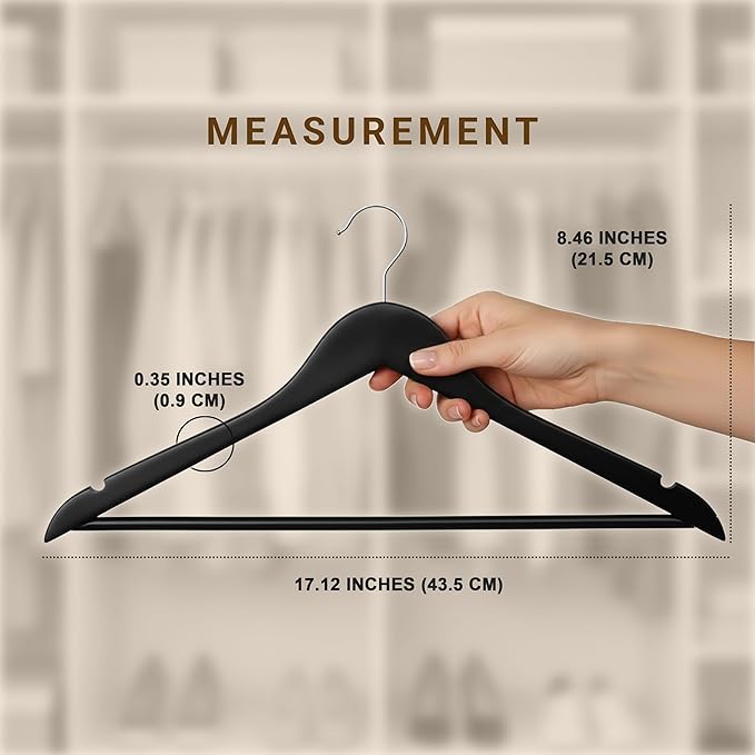 Utopia Home Premium Wooden Hangers 30 Pack - Durable & Slim Coat Hanger - Suit Hanger with 360-Degree Rotatable Hook - Wood Hangers with Shoulder Grooves (Black Color)