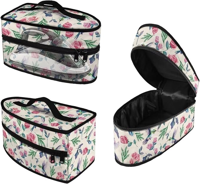 Pink Roses Iron Portable Storage Bag for Travel,Floral Fade Resistant Protective Carrying Bag Compatible with Full-Size Iron with Handle Zippered Bag,Case Only