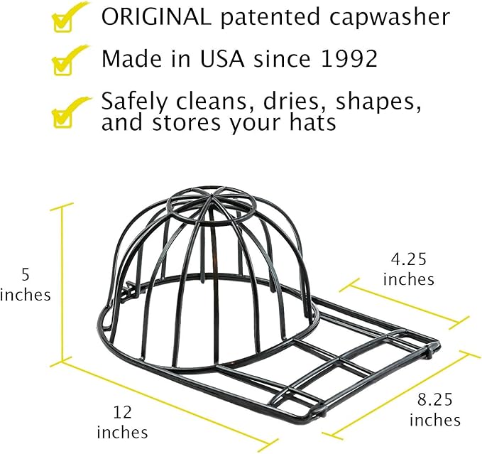 BallcapBuddy Cap Washer Hat Cleaner for Baseball Caps with Flat and Curved Bills - The Original Patented Hat Washer- NEON Green - Made in USA