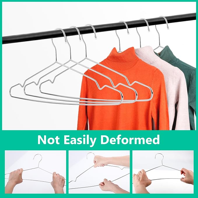 Jeffbaubl 40 Pack Wire Hangers, 16.5 Inch Space Saving Metal Hangers, Stainless Steel Strong Hanger, Heavy Duty Wire Clothes Hanger for Hanging Coats T-Shirt Suits Jackets Shirts