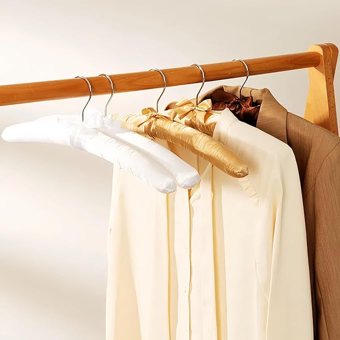 Padded Hangers for Women Clothing Satin Hangers Non Slip Hangers Padded Hangers for Sweaters Padded Clothes Hangers (10, Black)