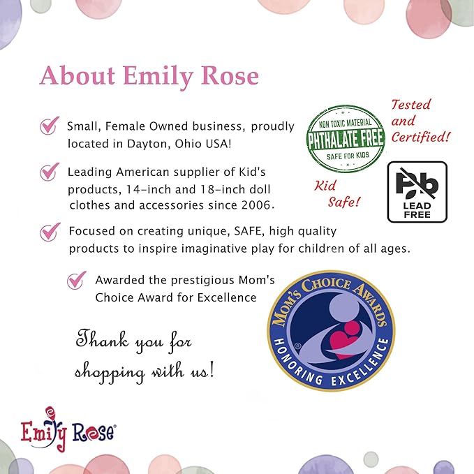 Emily Rose 18 Inch Doll Clothes Hangers 5-Pack Pink Wooden | Closet Organizer Compatible with American Girl and Our Generation Doll Clothing | 18” Wardrobe Furniture Accessories | USA Brand
