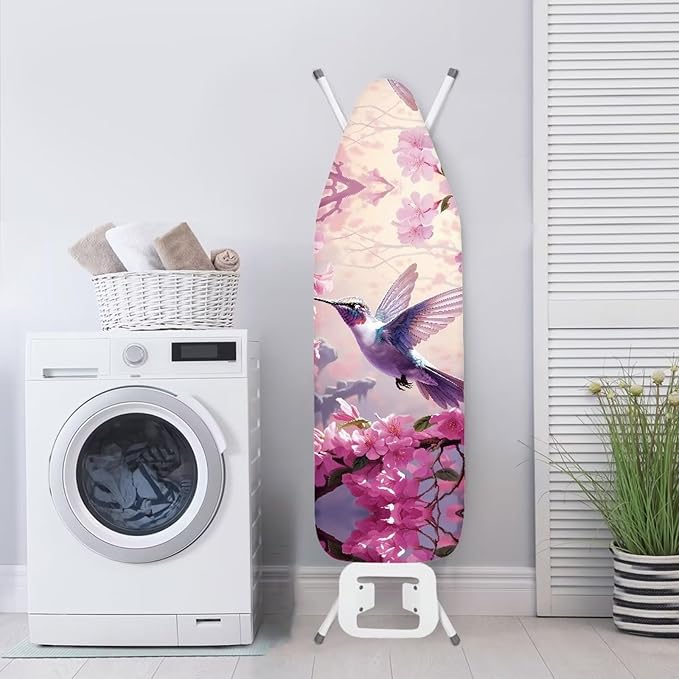 Flashideas Pink Hummingbird Ironing Board Cover Durable Thick Table Top Ironing Board Cover Ventilate Iron Board Cover and Pad Ironing Accessories 54x15 inches