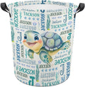 Sea Turtle Laundry Basket,Custom Laundry Hamper with Name,Personalized Sea Turtle Gifts for Boys Girls,Customize Collapsible Laundry Basket for Bedroom Bathroom,M-19.5"X 15.7"