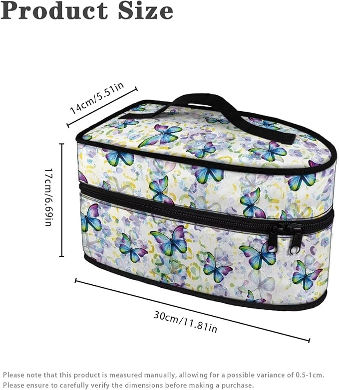 Rchsmod Butterfly Print Steam Iron Case Portable Travel Steamer Carrier Bag with Handle Handheld Iron Storage Case Iron Accessories, Case Only
