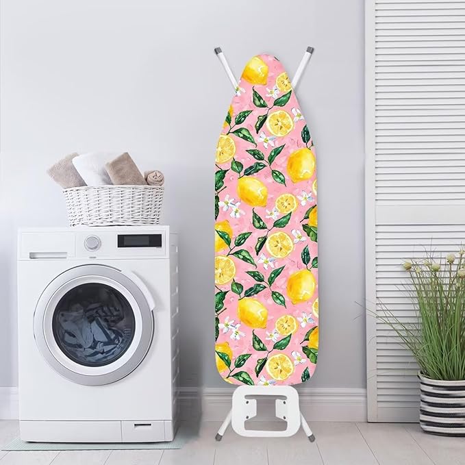 Lemon Ironing Board Cover, Elastic Edge, Heavy Duty Iron Pad Covers Standard Boards Full Size Scorch Resistant Padding, Pink