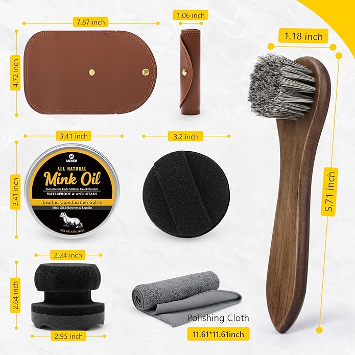 MEKER Mink Oil for Leather Boots, Leather Conditioner and Cleaner 3.52 oz-All-Natural Waterproof Soften and Restore Shoes