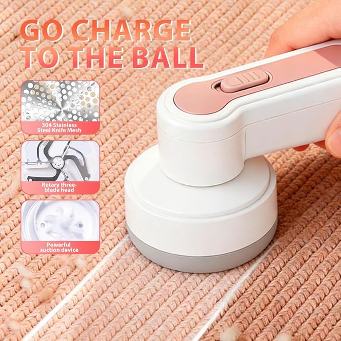 USB Rechargeable Fabric Shaver, Lint Remover for Clothes & Sweaters, Powerful Lint Shaver Sweater Shaver with Safety Protection (Rose)