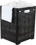 40 L Collapsible Plastic Clothes Laundry Basket Hamper, Tall Foldable Laundry Basket, Black