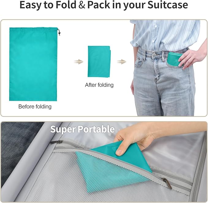 F-color Travel Laundry Bags - Cruise Essentials 2026 Washable Large Dirty Clothes Organizer Pouch 24 x 36 Inch for Cruise Ship Cabin, Summer Camp & College Dorm Hamper Liner, Blue