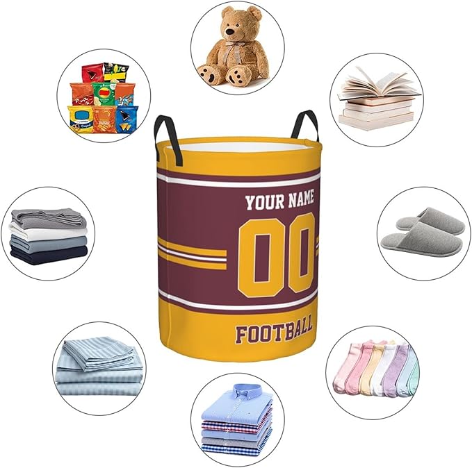 Custom Laundry Hamper Personalized Laundry Basket Customized Name And Number Collapsible Storage Basket for Bedroom Bathroom Living Room Gifts