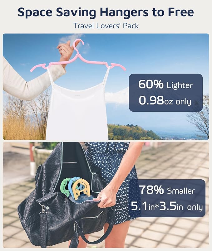 30 Pcs Travel Hangers, Cruise Ship Essentials Foldable Plastic Hangers Travel Essentials, Portable Cruises Must Haves 2026, for Suitcase, RV Camping Airplane Europe Vacation Essential