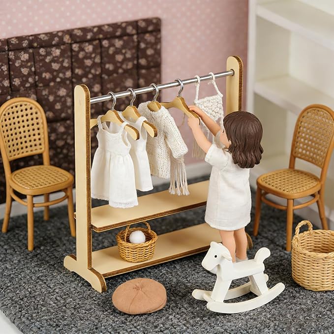 Gadpiparty 10pcs Mini Hangers for Doll Clothes, Doll Clothes Rack, 2.95 Inch Organizer Bjd Accessory Hanging Tool for Dollhouse Storage