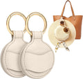 Niveaya Upgraded Magnetic Hat Clip for Hanging Sunglasses, 2-Pack Stylish Hat Clip for Travel Bag Luggage Backpack, Strong Magnet Hat Holder, Hands-Free, Beach Cruise Vacation Essentials, Beige+Beige