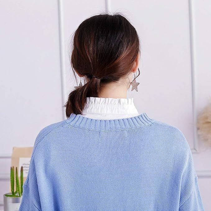 YAKEF Lady Half-Shirt Blouse Detachable Lace Chiffon Fake Collars Dicky Collar Faux Collar