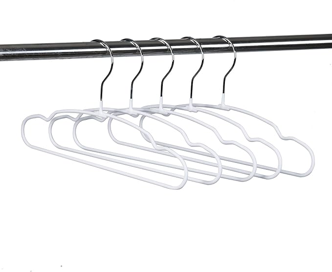 Amber Home 20 Pack 11.8" Lovely Baby Clothes Hangers, Sturdy Metal Wire & Cute White Coating Children Toddler Kids Clothes Hangers for Shirt Coat Pants Trousers (White)