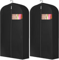 2 Pcs 10" Gusseted Garment Bags for Hanging Clothes Dress Bags for Gowns Long Closet Waterproof Garment Covers Wedding Dress Cover Traveling Clothes Protector (Black,43 Inch)