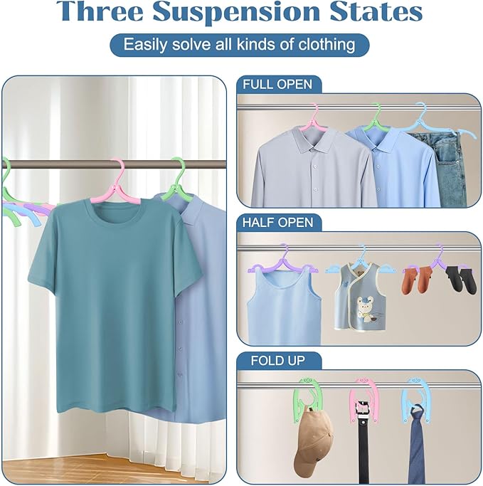 16 Pcs Portable Travel Hangers for Cruise Ship Essentials 2026, Plastic Folding Foldable Hangers Clothes Drying Rack Travel Accessories for Suitcase, RV, Camping, Flying, Hotel, Road Trip (Multi)