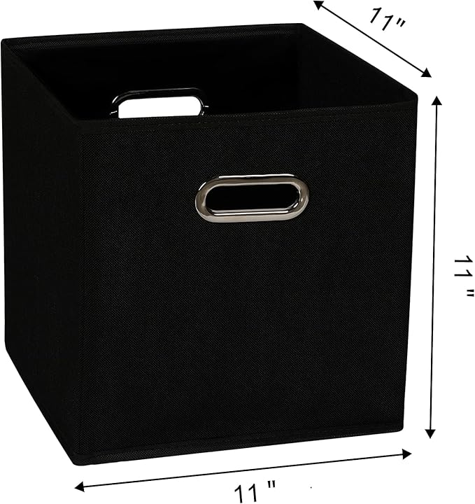 Fabric Cloth Storage Bins,Fabric Cube Organizer with Dual Handles Foldable Cube Storage Baskets for Home Bedroom Storage,Set of 10,(Black)
