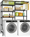 Ulif U13 Over Washer and Dryer Storage Shelves, 6 Tiers Laundry Room Standing Shelf with 2 Hanger Rods, Space Saver Clothes Drying Rack, 63.4" W x 22" D x 77.4" H, Black