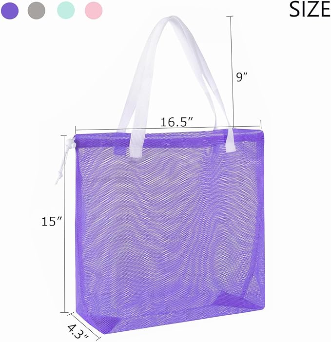 4Pieces Cute Mesh Pool Tote Bags,Mesh Beach Bags With Drawsting For Swim,Travel,Party