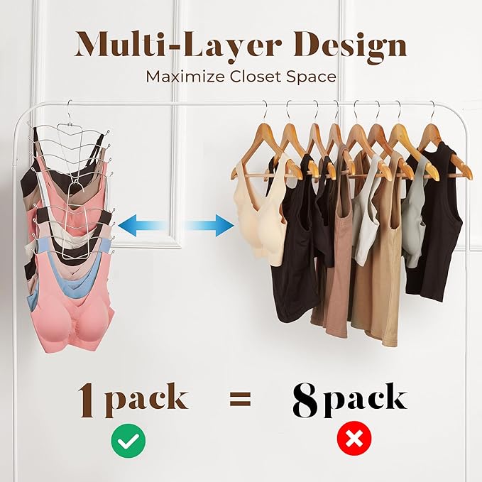 HOUSE DAY Bra Hangers for Closet Organizers and Storage, Tank Top Hanger College Dorm Essentials for Girls, Space Saving Hangers for Camisoles, Tank Tops, Bras, Belts, Ties, Scarves, Swimsuits