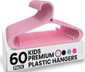 Utopia Home Kids Hangers 60 Pack - 11 Inch Plastic Baby Hangers for Closet - Childrens Hanger for Clothes & Infant Hanger for Closet - Non-Slip Shoulder Grooves, Strap Hooks & Pants Bar (Baby Pink)