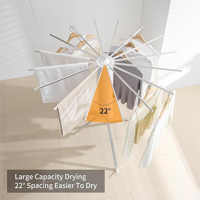 Clothes Drying Rack Tripod Aluminum-16rods,Portable Foldable Drying Rack,Drying Rack Clothing for Laundry Bedroom Household