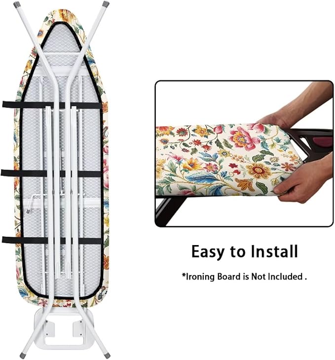 Boho Ironing Board Cover,Iron Board Cover Standard Size,Floral Ironing Board Cover,Tabletop Ironing Board Cover,Boho Floral Print X-Large