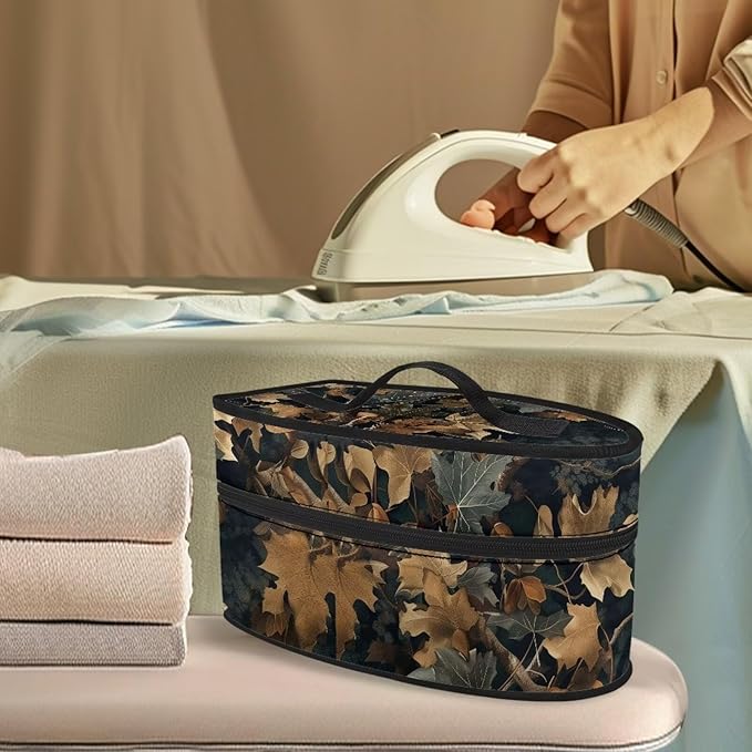 Rchsmod Maple Leaf Print Steam Iron Case with Handle Zippered Iron Carrier Bag Travel Steamer Holder Case Iron Accessories for Thanksgiving, Case Only