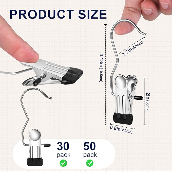 30 Pack Boot Hangers for Closet，Legging Organizer for Closet Hanging，Jeans Hanger Clips，Hanger Organizer,Space Saving Hanger Clips，for Yoga Pants, Shorts, Hats, Skirts