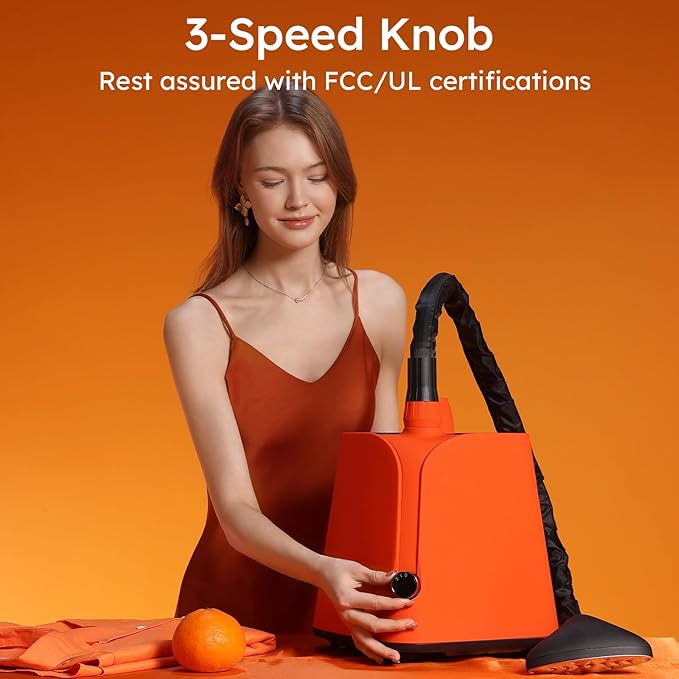 Colorful Standing Garment Steamer for Clothes, 2000W Professional Hanging Clothing Steamer with Stand, Commercial Cloth Fabric Steamers with 1.8L Water Tank for 45min Steaming, Orange
