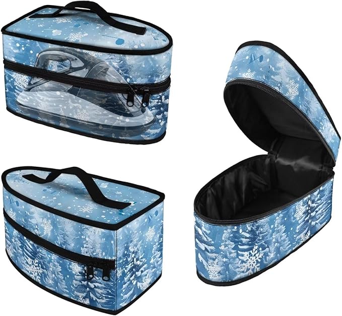 Winter Christmas Tree Iron Tote Case for Travel Mini Steam Iron Dustproof Protective Flower Printed Carrying Bag Universal for Most Irons with Handle