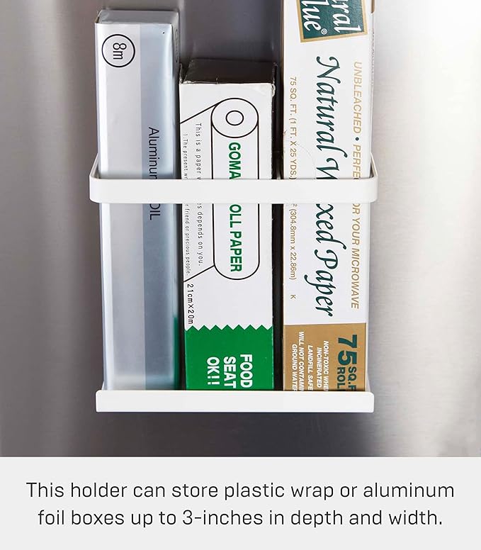 YAMAZAKI Home Plate Magnet Wrap Or Aluminim Foil Holder - Kitchen Storage, Magnetic Organizer - Steel