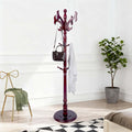 Wooden Coat Rack Freestanding, Creative Antler Hooks, Coat Hanger Stand 14 Hooks, Coat Tree Adjustable Height 73", Round Base, Coat Racks free standing for Entryway Hallway, Porch, Bedroom