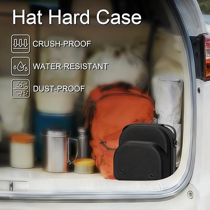 Small Hard Hat Travel Case for Baseball Caps - Crush Proof Cap Carrier for 3 Hats, Hat Storage Organizer with Adjustable Shoulder Strap and Handle, for Travel & Home Use