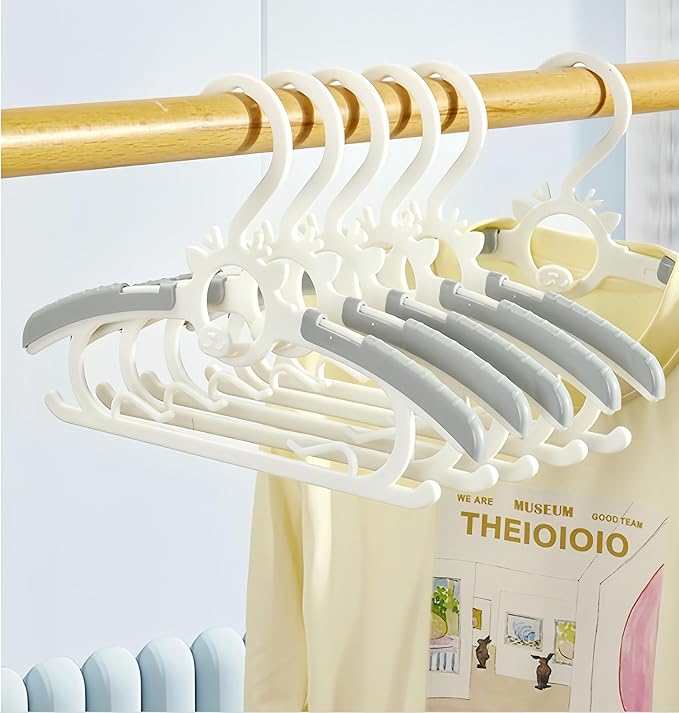Baby Kids Clothes Hangers, 10 Pack Toddler Infant Nursery Childrens Hanger for Closet, Plastic Adjustable Stackable Hangers for Baby Clothes