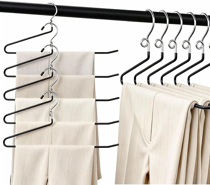Pants Hangers Space Saving - 20 Pack Non Slip Metal Hangers for Closet Multiple Layers,Open Ended Pants Hangers for Jeans Trouser Slacks