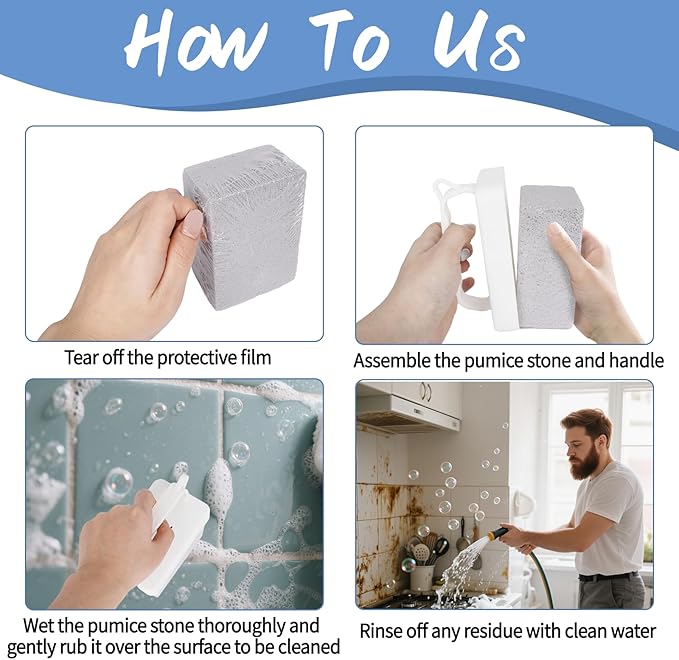 6Pcs Hand-Held Pumice Stone for Cleaning, Wide Pumice Stone for Pool Tile Cleaning Oven Toilet, Grill Stones Cleaner Block Removing Stains Rust, Underwater Pool Stones Tiles Cement Stove Cleaner