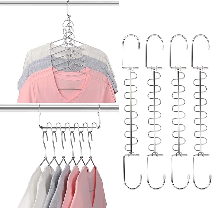 GEFTOL Metal Space Saving Hangers 12 Slots New Version Hanger Magic Cascading Hanger Closet Wardrobe Clothes Organizer(12 Pack)