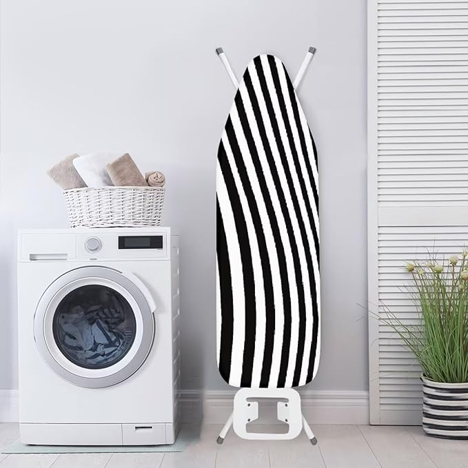 Zebra Stripe Non Stick Scorch and Stain Resistant Cover Fits 15" x 54" Ironing Boards Heat Reflective Easy-Fit Ironing Board Cover Adjustable Fastener Straps