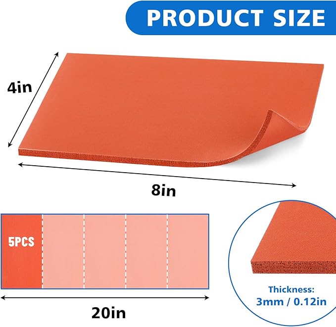 5 Pcs Hat Heat Press Mat, Silicone 8 x 4 Inch Foam Press Pad Heat Resistant for Hat HTV Heat Transfer Ironing (Orange)