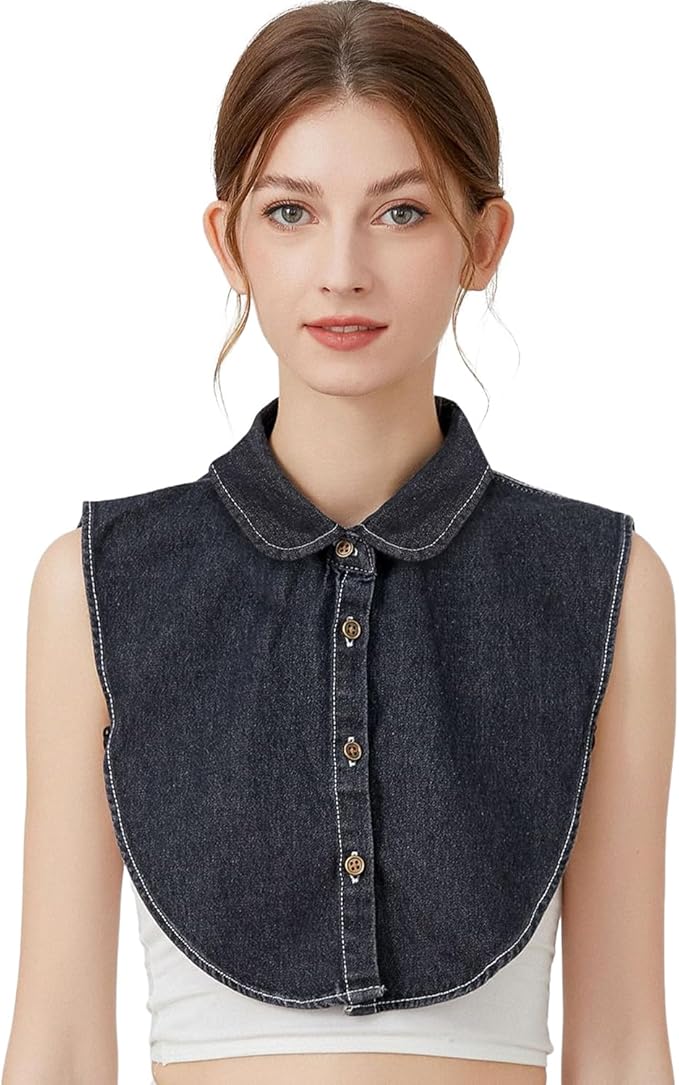 Eforcase Fake Collar Detachable Dickey Collar for Women Denim Fake Collar False Shirt Collar Dickey Collars Faux Collar