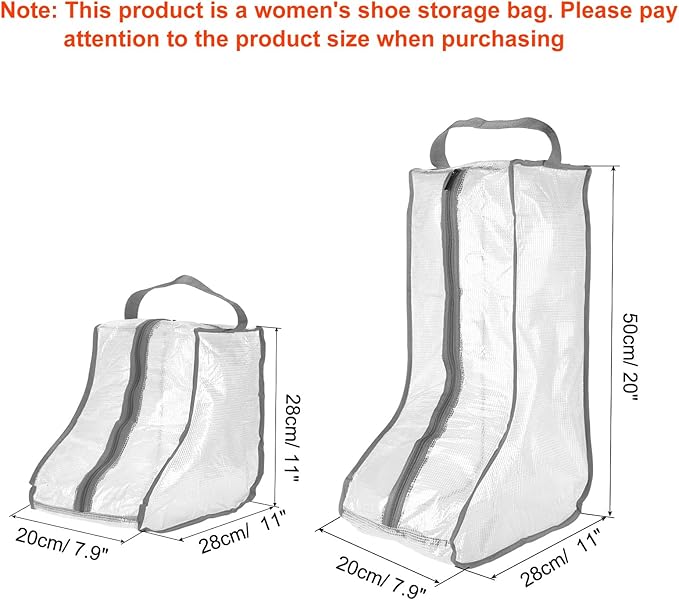 PATIKIL Boots Storage Bags, 4 Pack Waterproof Tall/Short Boot Carry Organizer Protector for Travel Daily Use, Gray