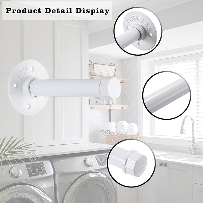 Sumnacon 2 Pcs 5.9 Inch Industrial Pipe Clothes Bar - Heavy Duty Rustic Metal Coat Hanger with Screws, Wall-Mounted Garment Holder Rack for Bedroom/Bathroom/Cabinet/Boutique/Clothing Store, White