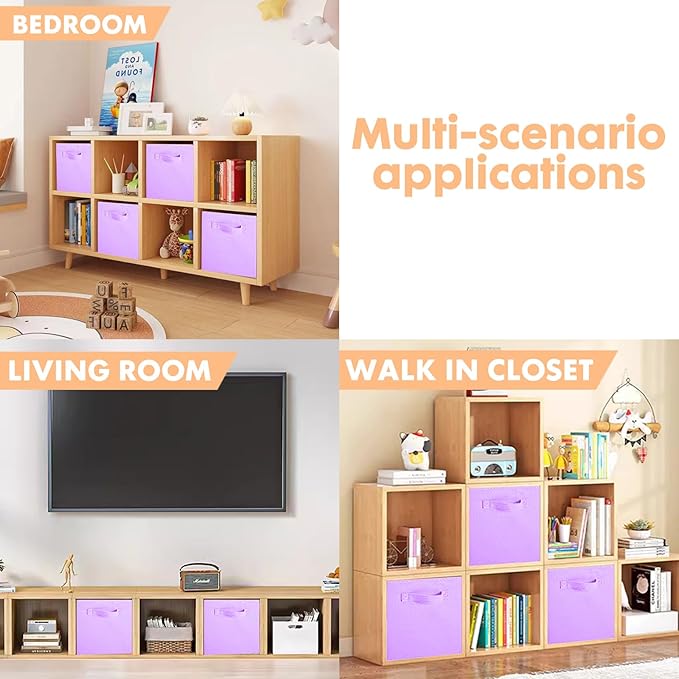 ShellKingdom Storage Bins, Foldable Fabric Storage Cubes And Cloth Organizer Drawer For Closet And Toys, 2 Pack (Lavender)