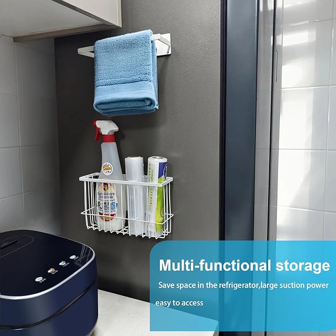 Magnetic Dryer Ball Holder wiht Hanger Organizer, Dryer Balls Storage Wire Basket Container Rack Magnetic Lint Bin and Dryer Ball Holder for Space Saving Hanger Holder for Your Laundry Room